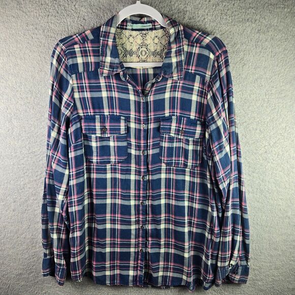 Maurices Tops - Maurices Plaid Button-up Shirt Womens XL Multicolor Long Sleeve